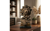 Abstract Lion Statue Layered Mane Lion Figurine Regal Look Home Decor for Bookshelf