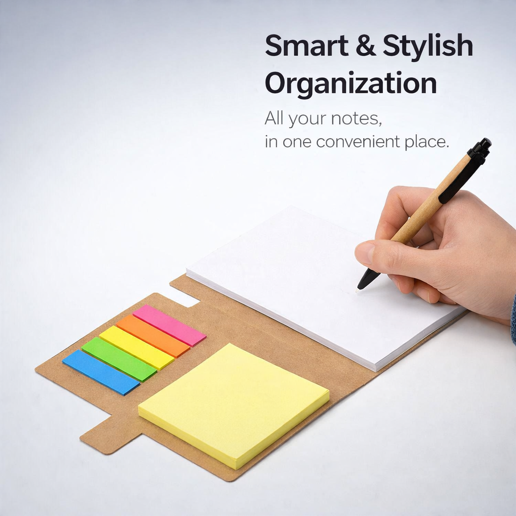 Cute Sticky Note Booklet with Hard Cover, happy Face Spiral Planner Accessories for Women, Repositionable Notes for Students