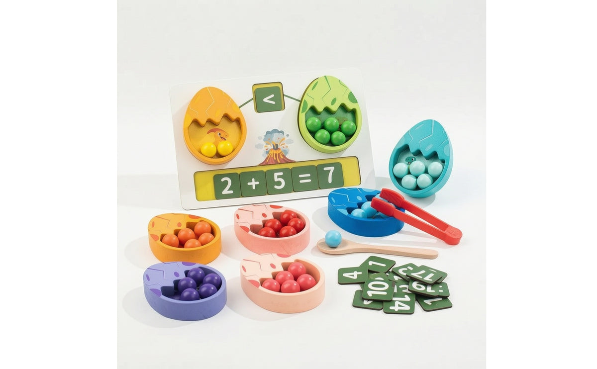 Dinosaur Egg Toy Set Educational Counting Toy with Board Fine Motor Number Matching Eggs for Young Children