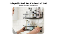 No-Drill Installation Wall-Mounted Seasoning Rack Multifunctional Multi-Tier Seasoning Rack Raised Guardrail Kitchen Organizer Easy to Clean for Home Cooks, Apartment Dwellers, Homeowners, Cabinet Door, Pantry, Bathroom