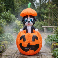 Inflatable Dog in Pumpkin Cute Inflatable Dog with Pumpkin Giant Yard Decoration Festive for Families