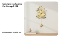 Swinging Birds Wall Clock Quiet Decorative Clock Home Decor for Living Room, Bedroom, Entryway