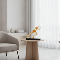 Runner Figurine Translucent Human Figurine Art Sculpture Amber-Gold Table Decor Modern for Runners, Office Desk, Bookshelf