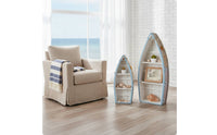 2 Pieces Boat Shelf Decorative Nautical Shelf with Netting Freestanding Furniture for Collectors