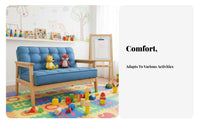 Hardwood Wood Framiniature Double children's Bench 2-Seater Toddler Sofa Photography Prop kids' Furniture Modern Design for Boys and Girls, Preschoolers, Kindergarten, literary Corner, Playroom, Daycare