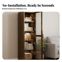 Glass Door Corner Shelving Unit Floor-Standing Tall Corner Shelf Unit Space-Saving bookshelf Sturdy Construction for Book Lovers, Apartment Dwellers, Homeowners, Living Room, Study, Bedroom