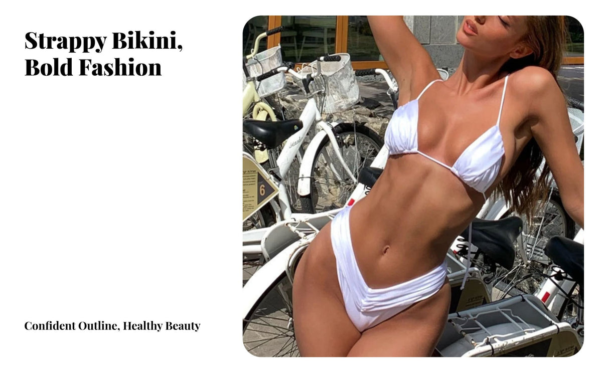 High Waist Triangle Bikini Sexy Design Triangle Bikini Set Material Adjustable Tie Swimsuit for Young Adults, Juniors, Beach, Summer, Sunbathing