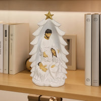 Family Figurine with Tree Compact Family of 3 Figurines Lightweight Sculptures for Mantel