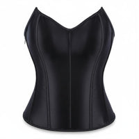 Body Shaping Satin Overbust Corset Adjustable Fit Lace up Back Corset Top Side Zipper Waist Cincher for Parties, Clubbing, Costumes