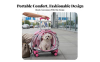Breathable adaptable dome viewing port Pet Trolley Telescopic Handle Wheeled dome transport tri-function Design Cat spinepack Multiple Ventilation Holes for Small Dog Owners, Travelers, Travel, animal clinic Visits, Outdoor, Camping