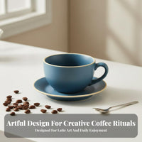 Frosted Texture Latte Art Coffee Cup High-Temperature Fired Modern Latte Art Cup Comfortable Handle for Home Coffee Enthusiast S, Adults