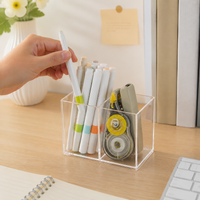 Pen Holder, Desktop Storage, Pen Pouch, Large Capacity, Transparent, Desk Organizer, Student, Remote Work, Small Items Case, Office, 9/12/18/7/6.5cm