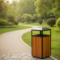 Outdoor Trash Bin Weatherproof Litter Bin with Inner Bucket Heavy-Duty Trash Can with Removable Inner Bucket for Property Managers