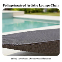 Rattan design foliageShaped Chaise Weather Resistant Outdoor Furniture Thick padding Sun Lounger Ergonomic Shape for Hotel Owners, Homeowners, Adults, pool area, lodge, Garden, Sunbathing