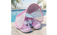Inflatable Baby Pool Flotation Device with Canopy Sun Protection Baby Swim Flotation Device with Canopy Detachable Adjustable for Children, Beach