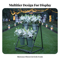 Large Capacity Tiered floral display stand with containers Multitier Design Tiered container Rack Stable frame professional Fixture Sturdy Construction for event Planners, Shop Owners, Gardeners, Wedding location, marketplace Stall, Patio, Balcony
