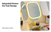 Lighted Mirror with Storage Base Built-in illuminated Light Vanity Organizer Gift suggestion