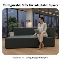 Minimalist Design Fabric Couch and Coffee Table Group Thick pads Lounge Seating hardwood Wood Frame Sofa Set L-Shaped Configuration for Business Owners, Office Managers, Interior Designers, Lobby, Den