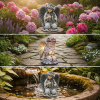 Outdoor Angel Statue with Solar Light Lighted Solar Angel Statue Weatherproof Lawn Ornament Freestanding for Pathways