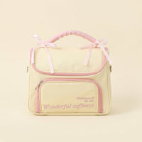Waterproof Makeup Bag with Handle for Women Girls, Bow Cosmetic Organizer Large Capacity, PU Leather Skincare Storage for Daily Use Travel