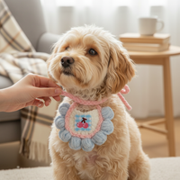 Pet Cat Dog Knitted Bandana Collar Adjustable Drool Bib Scarf for Kittens and Puppies