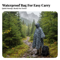 Multi-Use Rain Poncho Waterproof Hiking Poncho Compact Hooded Waterproof Cape for Backpackers, Campers, Backpacking, Travel