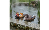 Textured Feathers Mandarin Duck Ornament Realistic Floating Duck Ornament Multicolor Painted Finish for Water-Scaping, Garden, Courtyard