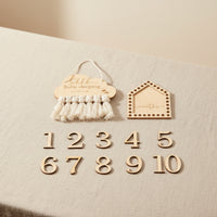 Baby Milestone Board with Numbers Wooden Nursery Hanging Sign Sleeping Reminder Plaque with Tassel Engraved puffShaped