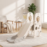 Young Child Slide and Climber Playset Child-Friendly Playset with Basketball Hoop Freestanding Slide with Basketball Hoop for Kids, Playroom