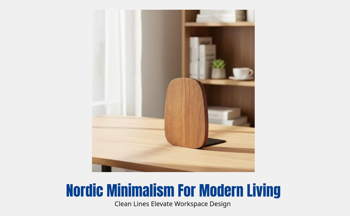 Wooden Bookend, Creative Desktop Book Rack, Minimalist Office Book Holder, Walnut & Beech, Ins Style