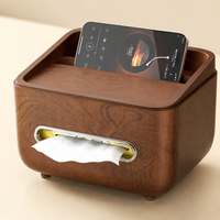 Tissue case, wood grain style, large capacity, for living room coffee table, stylish new Chinese style design