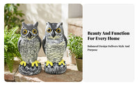 2 Pieces Feather-Textured Decorative Owl Ornament Set Stone-Look Base Plastic Owl Figurine Detailed Craft Home Decoration Collectible for Display