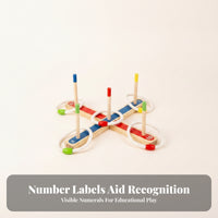 Rope Rings Peg Hoop Game Colored Strips Wooden Hoop Toss Board for Children