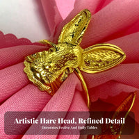Elegant Hare Napkin Holder Elegant Design Gold Easter Napkin Buckle Sturdy Alloy Metal Hare Holder for Party Hosts, Restaurant Owners