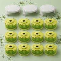 12 Pieces Pre-Wound String Trimmer Spool with Cap Compatible Trimmer Line and Cap Cover Set Spare Vegetation Eater Spool Replacement Twisted for Homeowners, Gardeners, Lawn Edging, Yard Cleanup