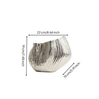 Bud Vase Silver Ribbed Vase Decorative Ribbed for Tabletop, Living Room, Entryway