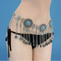 Exotic Flair Ethnic Design Belly Dance Belt Bohemian Coin Belly Chain Fashion Accessory for Beach