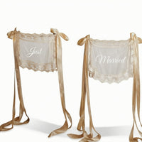Tulle Chair Bows with Lace Transparent Chair-Back Decorations with Ribbons Sash Adjustable Elegant for Brides