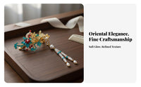 Chinese Design Tassel Hair Clip Elegant Design Traditional Chinese Attire Tassel Hairpin Handmade Enamel Pearl Barrette for Bride, Bridesmaid