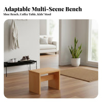 Multi-Purpose Square Wooden Stool Rounded Corners Small Wooden Utility Stool Long-Lasting Footrest High Load Capacity for Children, Adults, Seniors, Living Room, Entryway, Bedroom, Kitchen