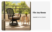 Ergonomic Backrest Japanese Design Leisure Chair Lightweight Rattan Swivel Chair Reversible Cushion Wicker Armchair No Assembly Required for Adults, Homeowners, Design Enthusiasts, Tea Room, Balcony, Sunroom, Bedroom