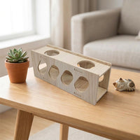 Curved Viewing Tunnel Hamster House, 20cm Wood Hideout for Hamster Accessories, Chewable Small Rodent Burrow and Play Tunnel
