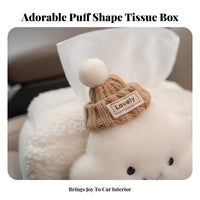 Decorative Soft Puff Tissue Holder Easy to Refill Cute Soft Puff Car Tissue Case Zipper Closure for Women, Kids