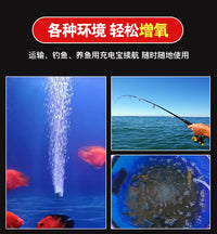 USB鱼缸养鱼氧气泵超静音打氧机小型增氧机家用增氧泵钓鱼专用 大气增强版 蓝色 10cm纳米盘/气量可调节