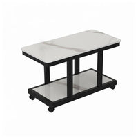With Wheels 2-Tier Rolling Table Space-Saving Side Table Multifunctional Mobile Storage Minimalist Design for Apartment Dwellers, Office Workers, Bedroom, Living Room, Small Areas, Bathroom
