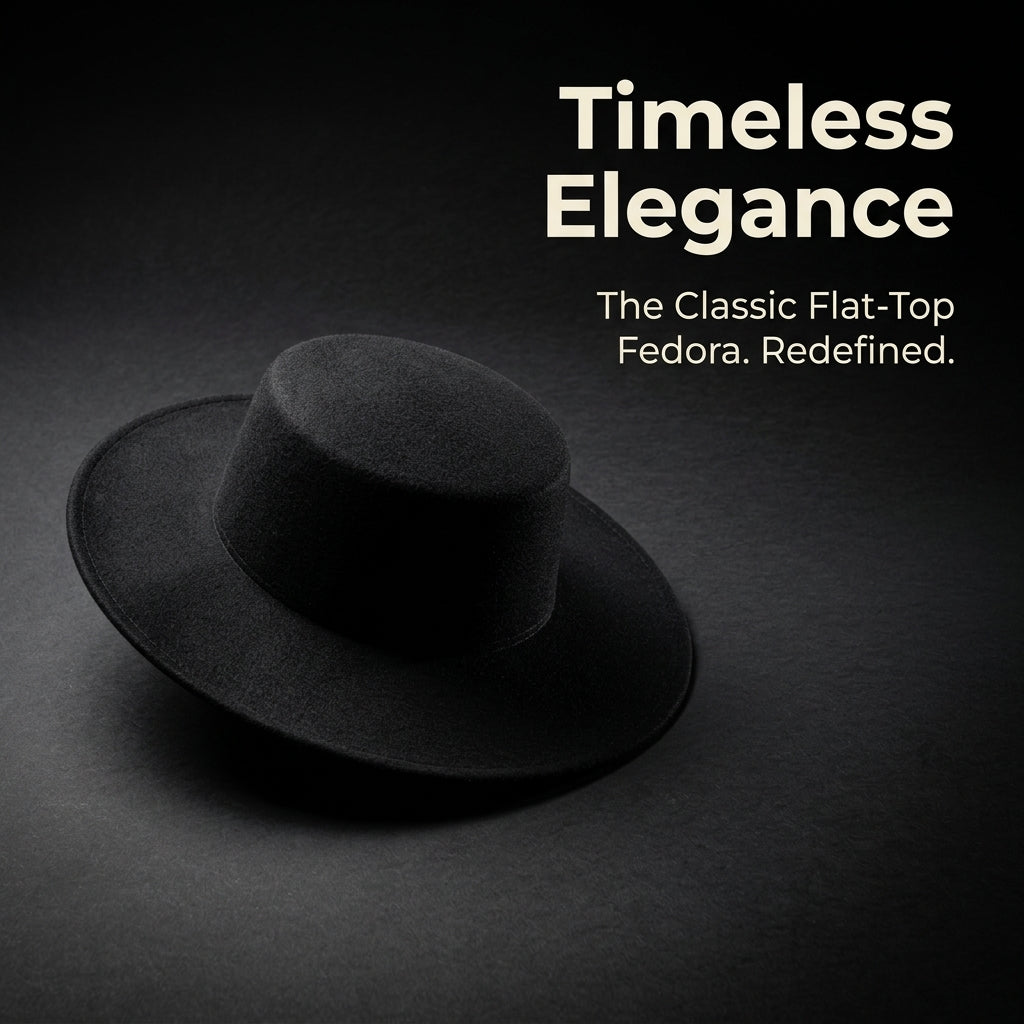 Women's Wide Brim Fedora Hat with Flat Crown for Vintage Elegance, Wool Blend Felt for Autumn Winter Cold Weather