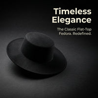 Women's Wide Brim Fedora Hat with Flat Crown for Vintage Elegance, Wool Blend Felt for Autumn Winter Cold Weather