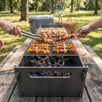 Portable Folding Charcoal BBQ Grill with Ash Catcher for Outdoor Camping