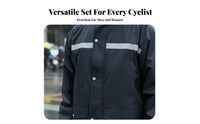 Two-Piece Rain Suit Stormproof Reflective Motorcycle Rain Suit Reflective Jacket and Pants Set for Delivery Riders, Commuters, Outdoor, Hiking