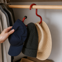 Hat Organizer Hanger Hooks for Closet, Baseball Cap Storage Rack, No-Drill Design